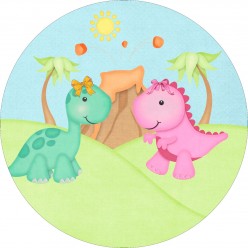 Painel Redondo Dino Baby (Sem Emenda)