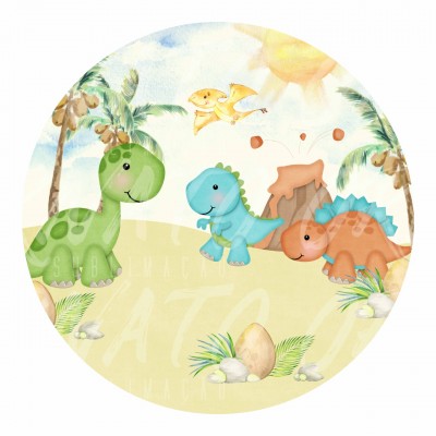 Painel Redondo Dino Baby (Sem Emenda)